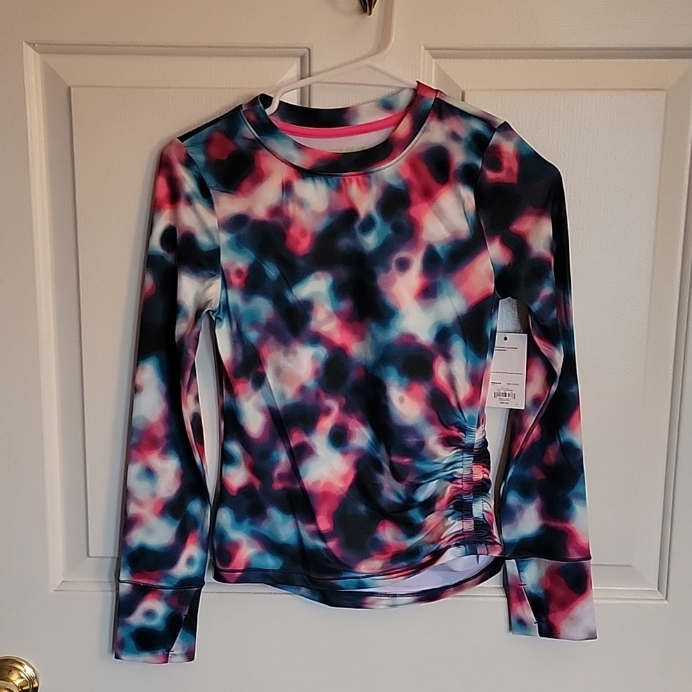 Tek Gear girls, large (10-12) long sleeved Activewear shirt, multicolored. NWT.